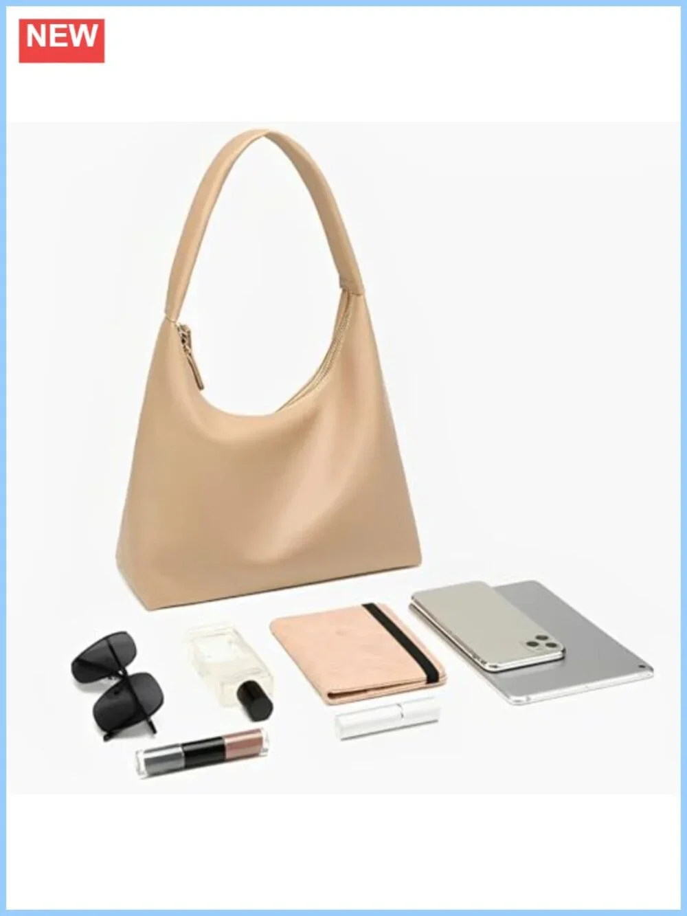 Soft PU Leather Hobo Bag Crescent Shoulder Bag Slouchy Tote Purse